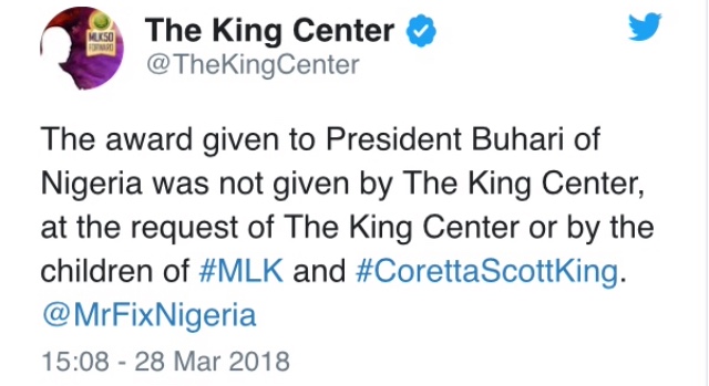 Read more about the article Fraudulent Martin Luther King Award Buhari Fell For By Farooq Kperogi