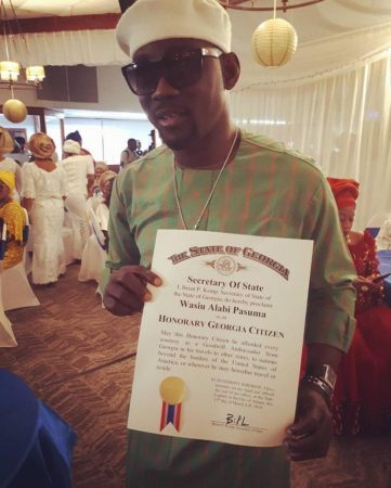 You are currently viewing Pasuma receives honorary American citizenship in Atlanta, Georgia in USA